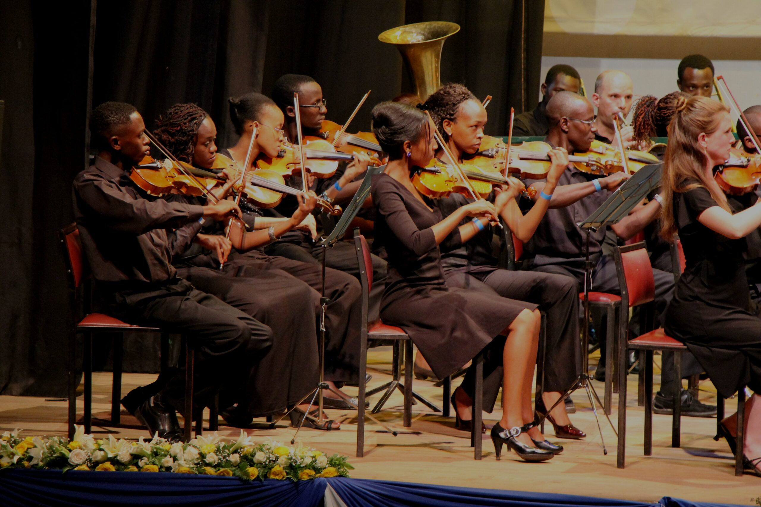 A section of the Symphony Orchestra of the Kenya Conservatoire of Music performing.