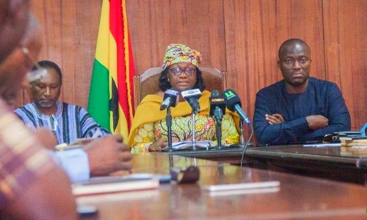 Janet Tulasi Mensah speaking at the press conference.