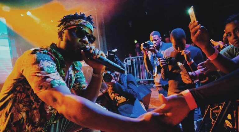 La superstar nigériane Maleek Berry lors d'un concert (Photo) : Kymages.